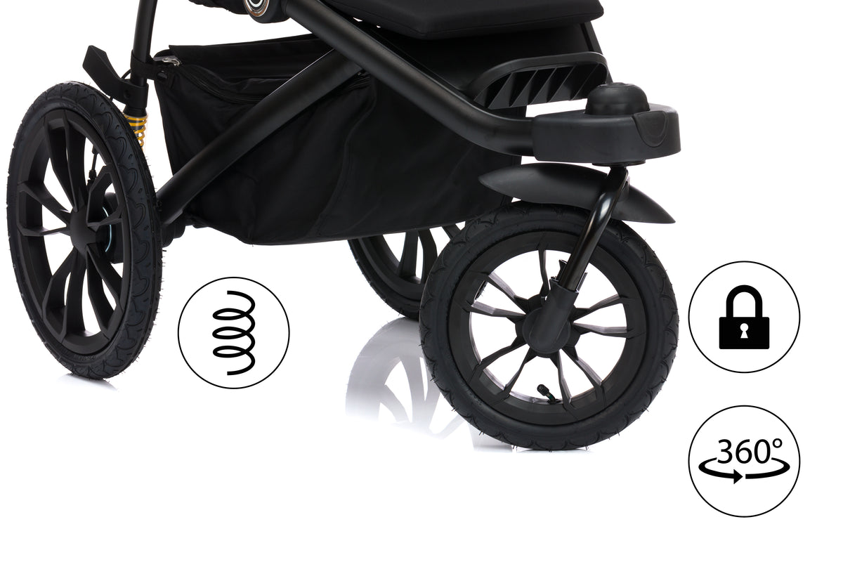 Fillikid Jogger Run mit Wanne schwarz melange