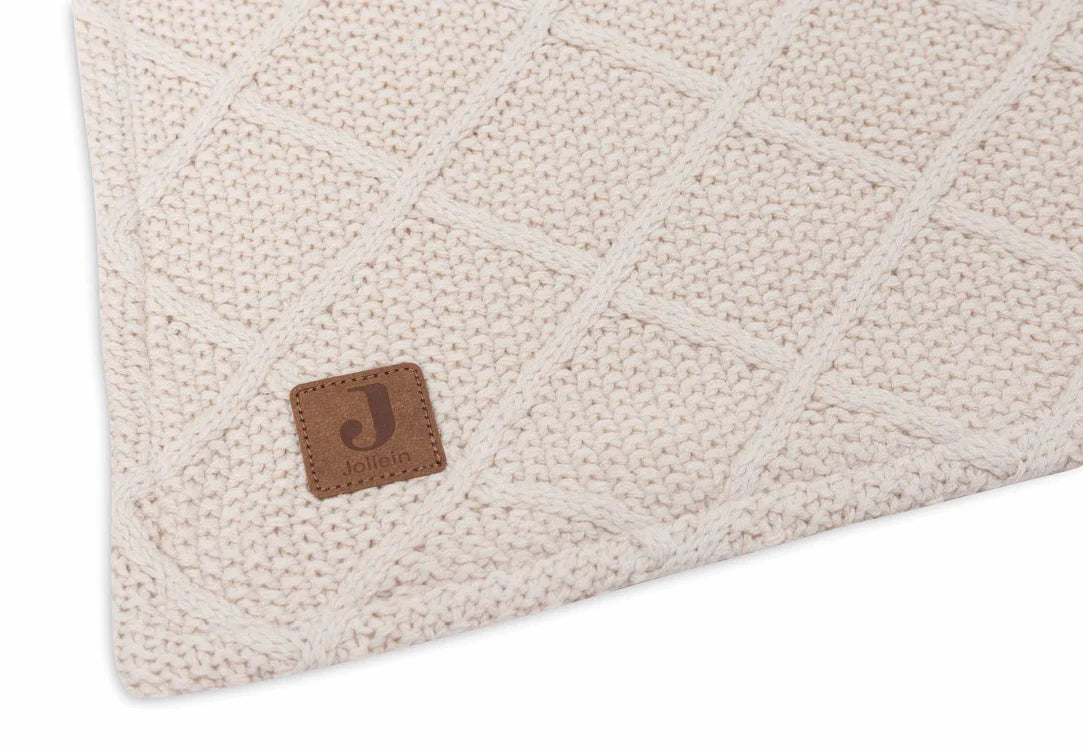 Jollein Decke Wiege 75x100cm Check Knit  Oatmeal/ Teddy Flece