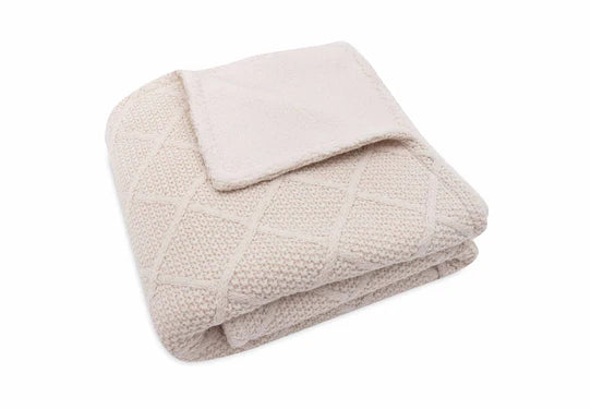 Jollein Decke Wiege 75x100cm Check Knit  Oatmeal/ Teddy Flece