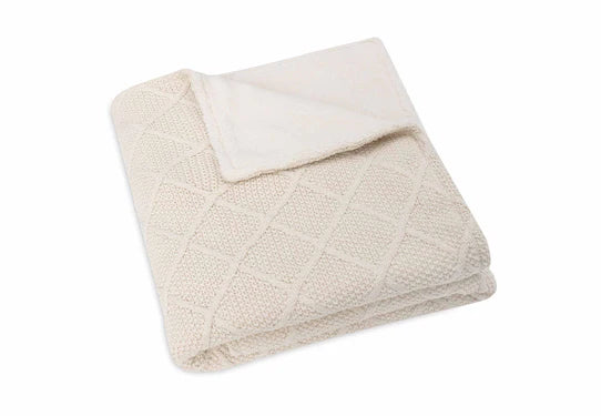 Jollein Decke Kinderbett 100x150cm Check Knit Oatmeal/ Teddy Flece