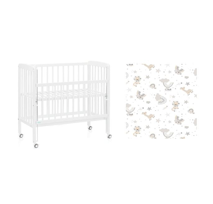 Fillikid Beistellbett 45x90 cm Nino weiss inkl. Bettwäsche-Set Luxe Regenbogen beige - nur solange Vorrat